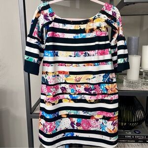 Askari Women’s A line dress beautiful color block and floral print size XS